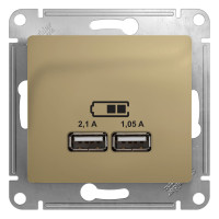 GLOSSA USB РОЗЕТКА A+A, 5В/2,1 А, 2х5В/1,05 А, механизм, ТИТАН GLOSSA USB РОЗЕТКА A+A, 5В/2,1 А, 2х5В/1,05 А, механизм, ТИТАН
