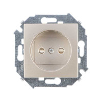 Simon Simon15 Розетка со шторками 2К 16А 250В~, винт. зажим, шампань, 1591444-034