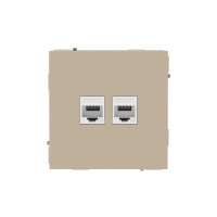 DKC KANT Компьютерная розетка RJ-45 без шторки, кат.6А двойная, ванильный марципан, 7015674