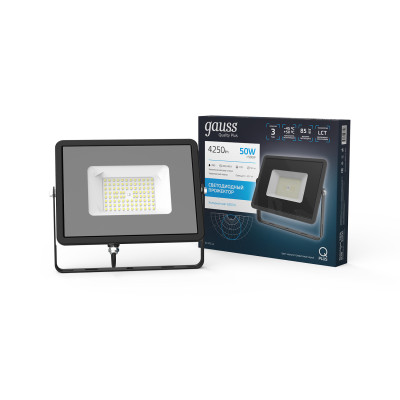Прожектор Gauss Qplus 50W 4250lm 6500K 200-240V IP65 графитовый LED 1/10, 690511350