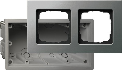 2882202 - Gira E22 Монтажная коробка двухместная с рамкой Edelstahl, сталь