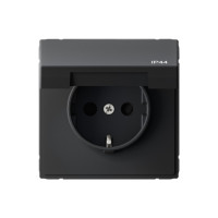 GAL441046 - ARTGALLERY РОЗЕТКА с заземл. со шт. с крышк, 16А, IP44, механизм, КАРБОН, Systeme Electric