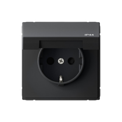 GAL441046 - ARTGALLERY РОЗЕТКА с заземл. со шт. с крышк, 16А, IP44, механизм, КАРБОН, Systeme Electric