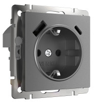 Werkel W1171764/ Розетка с заземлением, шторками и USB тип A+C  (графит матовый), a063106