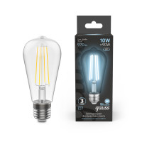 Лампа Gauss Filament ST64 10W 970lm 4100К Е27 LED 1/10/40, 157802210