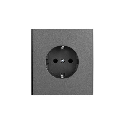 Розетка STRONG 1-ая с/з с/у, со шторками 16А графит KRANZ, KR-78-0701-6