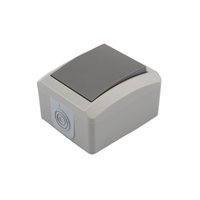 Выключатель одноклавишный INDUSTRIAL IP54 о/у, серый KRANZ, KR-78-0608