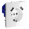 Розетка встраиваемая VOLTUM S70 с заземлением и защитными шторками, 16А, с USB, A+A, (белый глянцевы, VLS040401