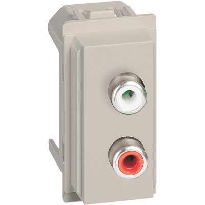 KM4269R Bticino LIVING NOW. Розетка с двумя разъемами RCA 1 модуль.Цвет Песочный., KM4269R