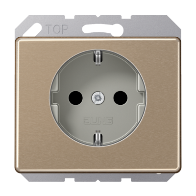 Штепсельная розетка SCHUKO 16А / 250В с защитными шторками, пружинные зажимы; металл; золотая бронза; SL500, SL520KIGB