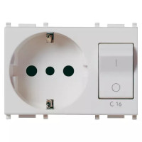 Vimar Розетка 2P+T 16A P30 INTB+MT взаимоблокируемая C16, серебро, 14276.SL