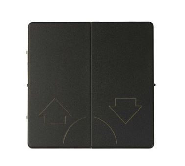 Simon Клавиша двойная для выключателя жалюзи без блокировки и пиктограммой "стрелки" черного матового цвета S82 Concept, 8200029-098