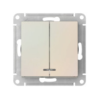 ATN000453S - ATLASDESIGN 2-клавишный ВЫКЛЮЧАТЕЛЬ с подсветкой, сх.5а, 10АХ, мех., быстрозажим. клем., ЖЕМЧУГ, Systeme Electric