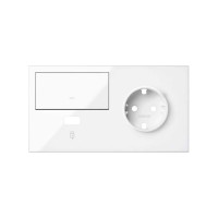 Simon 10020206-130 Кит 2 поста, фронт. Накладка на 1 розетку Schuko (справа) + 1 з/у USB SC + 1 клавиша выключателя цвета белый глянец S100