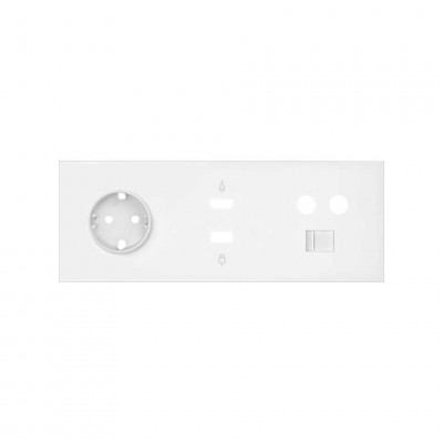 Simon 10020304-230 Кит 3 поста, фронт. Накладка на 1 розетку Schuko + 1 розетку TV + 1 розетку RJ45 + 1 розетку HDMI + 1 розетку USB цвета белый матовый S100