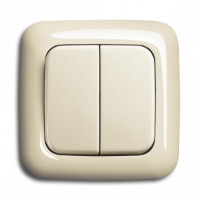 ABB Выключатель 2-клавишный, цвет - слоновая кость, серия Busch-Duro 2000
