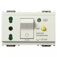 Vimar Розетка BPRESA P17/11 взаимоблокируемая с дифференциальным автоматическим выключателем, белая, 16283.B