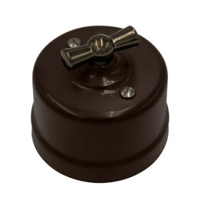 Bironi Выключатель 1-кл., перекрестный, пластик, цвет Коричневый, Бронза, B1-203-22-B