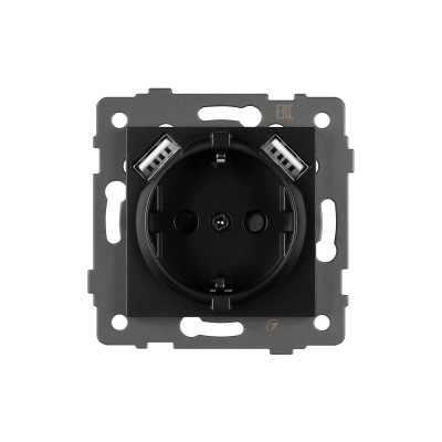 049819 - Механизм розетки с USB зарядкой SCT-MUAA-PL-BK-V (250V, 16A) (Arlight, -)