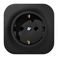 Розетка с заземлением - Legrand Quteo - без шторок IP20 16А 250В винтовые зажимы накладной монтаж - чёрный матовый, 782472