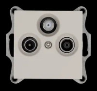 Розетка TV+FM+SAT ?9.5mm проходная с накладкой, цвет Тауп, G6207T, Jasmart Electric