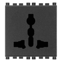 Vimar Розетка 2P+T 10A мультистандарт, серая, 19257 Vimar Розетка 2P+T 10A мультистандарт, серая, 19257