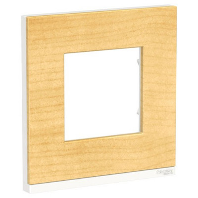 NU600283 - SE UNICA PURE РАМКА 1-постовая, горизонтальная, КЛЕН/белый, Schneider Electric