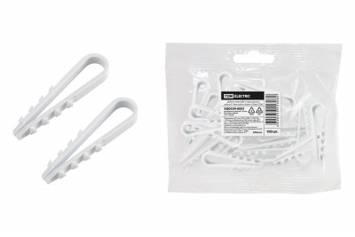 Дюбель-хомут ДХК-10 для круглого кабеля 5-10мм нейлон белый (100шт) TDM Electric, SQ0539-0001