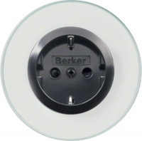 Berker Розетка 2к+З, черный глянцевый, серия Glas