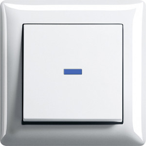 Gira Выключатель 1-клавишный, с подсветкой, глянцевый белый, серия Standard