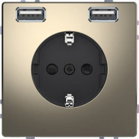 D-Life Розетка 2К+З с 2-ным USB c зарядным устройством 2,4 A, никель