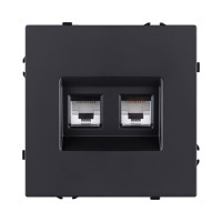 Розетка двойная Ethernet RJ45 Cat.6, черный матовый Kollinger Eclipse EC-018BK