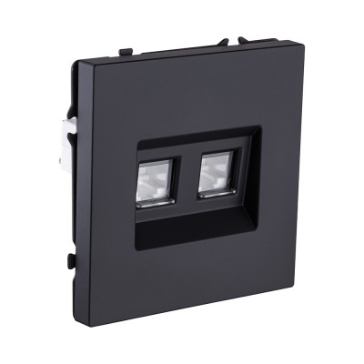 Розетка двойная Ethernet RJ45 Cat.6, черный матовый Kollinger Eclipse EC-018BK
