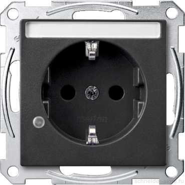 SM Розетка с индикатором, шторк., полем для надписи 2К+З 16А 250В~, антрац.