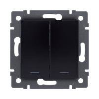 Выключатель 2-клавишный 10А/250В с LED подсветкой, изогнутый, черный Kollinger REA-R-008BK для Aspekt, Eleganz, Reflex Выключатель 2-клавишный 10А/250В с LED подсветкой, изогнутый, черный Kollinger REA-R-008BK для Aspekt, Eleganz, Reflex