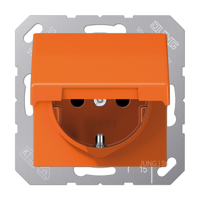 Штепсельная розетка SCHUKO 16A 250V~ с крышкой; оранжевая, AS1520BFKLO