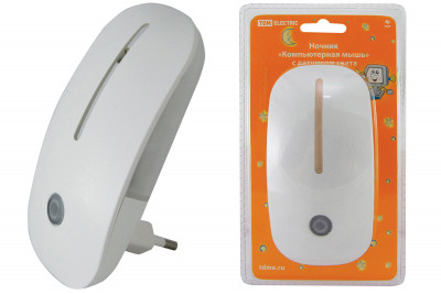 Ночник "Компьютерная мышь" с датчиком света, светодиодный, 0,5Вт, 220 В TDM Electric, SQ0357-0014
