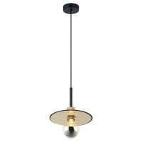 LUSSOLE BUTLER Подвесные светильники, цвет основания - черный, плафон - стекло (цвет - желтый), 1x40W E27, LSP-8488