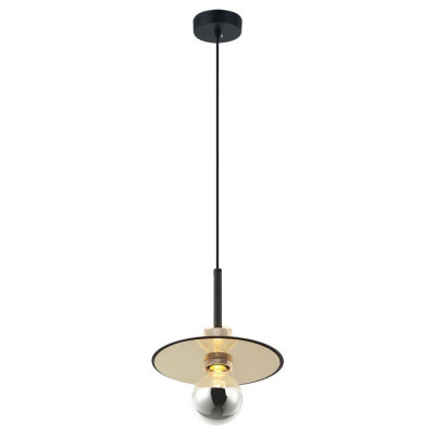 LUSSOLE BUTLER Подвесные светильники, цвет основания - черный, плафон - стекло (цвет - желтый), 1x40W E27, LSP-8488