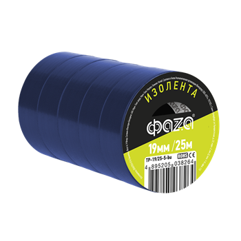 Изолента ПВХ ФАZА 19мм * 25м синяя (спайка по 5), 5038264