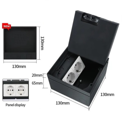 Люк напольный на 2 модуля, металлический, h=85мм, крышка с углублением 17 мм, TIMIUX, черный, EU2H85U BL