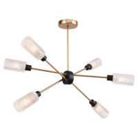 LUSSOLE OUACHITA Люстра потолочная, цвет основания - бронзовый, плафон - стекло (цвет - прозрачный), 6x40W E14, LSP-8277