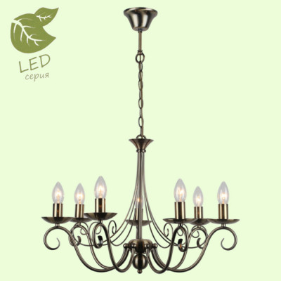 LUSSOLE ROOSEVELT Люстра подвесная, цвет основания - бронзовый, 7x7W E14, GRLSP-9942