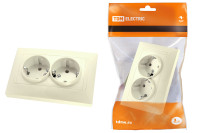 Розетка двойная 2П+З 16А 250В с защ. шт. сл. кость "Лама" TDM Electric, SQ1815-0113