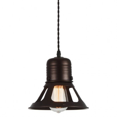LUSSOLE WATERTOWN Подвесной светильник, цвет основания - коричневый, плафон - металл (цвет - коричневый), 1x60W E27, LSP-9696