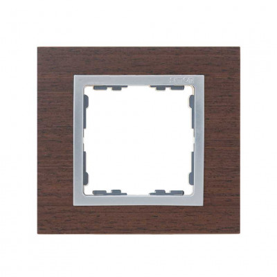 Simon S82N Рамка 1-ная, венге - алюминий (дерево), 82917-65