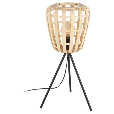 390154 Настольная лампа MONTEZUELO, 1X40W (E27), H590, сталь, черный // дерево, натуральный, 390154