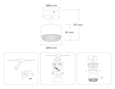 Настенно-потолочный поворотный светильник 1*GX53, AMBRELLA LIGHT, TN71282