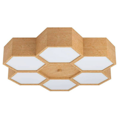 98863 Потолочный светильник MIRLAS, 6x9W, E27, L540, B520, H90, дерево, сталь, коричневый/пластик, б