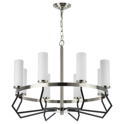 Lightstar 723085 (MD21056-8A ) Люстра FLUME 8х40W E14  ЧЕРНЫЙ МАТОВЫЙ/НИКЕЛЬ (в комплекте)